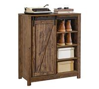 SoBuy Armoire à Chaussures Commode à Chaussures Meuble Colonne Meuble Bas Placard de Rangement Commode avec Porte de Grange Coulissante, 80x92x35 cm, FSB59-N