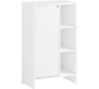 SoBuy BZR156-W Armoire à linge Commode de salle de bain Armoire de salle de bain avec sac à linge Étagère de salle de bain Meuble de salle de bain blanc LHT env. 50x86x30cm