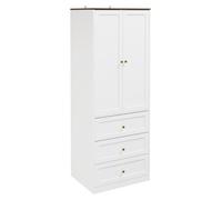 SoBuy Armoire Blanche avec 3 Tiroirs et Penderie, Meuble de Rangement Moderne Armoire avec section supérieure à deux KSB04-W