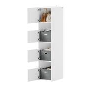 SoBuy Armoire Chambre avec 3 Panier à Linge 60x40x186 cm Blanc | Armoire de Rangement Chambre avec 3 Paniers & 4 Portes, Haut & Étroit, pour Chambre & Buanderie, BZR232-W