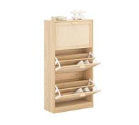 SoBuy Armoire Chaussures avec 3 abattants 60x24x118cm pour entrée | Commode à chaussures façade en bambou, profondeur 24cm, anti-basculement, charge 25kg, bois FSR159-N