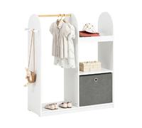 SoBuy Armoire Enfant avec Portant, 3 Étagères, Panier et Crochets Blancs