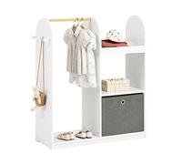 SoBuy Armoire Enfant avec Portant, 3 Étagères, Panier et Crochets Blancs