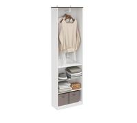 SoBuy Armoire étroite 25cm de Profondeur avec Barre penderie 55x25x187cm | Meuble de rangement à gain de place avec 3 étagères, tablette réglable, pour chambre, entrée et salon, blanc KSB02-W