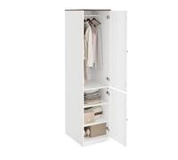 SoBuy Armoire étroite 45cm de Largeur avec penderie et étagères 45x55x187cm | Armoire chambre Meuble de rangement avec 2 portes et tablette réglable, gain de place pour chambre et salon, blanc KSB03-W