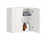 SoBuy Armoire Murale Blanche à 2 Portes, 60 cm, Étagères Réglables | Polyvalence : Salle de Bain, Buanderie, Cuisine ou Couloir, Fixation Murale, Libère le Sol et le Plan de Travail, FRG231-W