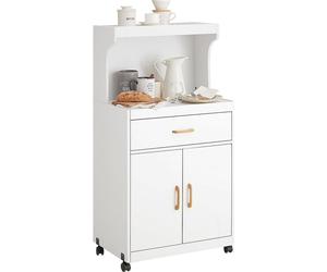 SoBuy Armoire pour micro-ondes Armoire de cuisine | Micro-ondes | Espace de rangement | Tiroir | Blanc