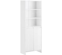 SoBuy Armoire pour Salle de Bain avec Panier à Linge, Étagères Ouvertes, Blanche