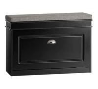 SoBuy Banc à Chaussures, Meuble à Chaussures avec Assise Coussin Rembourré et 1 Abattant, Rangement à Chaussure, Banc de Rangement pour Salon Entrée Chambre 75x24x51 cm Noir FSR82-L-SCH