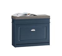 SoBuy Banc à chaussures FSR82-L-B - 2 abattants, coussin amovible, coffre, 75x24x52 cm Bleu