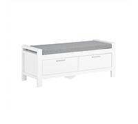 SoBuy Banc à Chaussures Meuble Chaussure Entrée - Banc de Rangement avec Tiroirs Fermés + Coussin Confortable - Rangement Chaussures pour Entrée, Salon ou Chambre - Blanc, 100x40x40cm, 120kg - FSR74-W