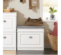 SoBuy Meuble Chaussure Banc d’Entrée - Banc à Chaussures avec Rangement à Abattant et Coussin - Rangement Chaussures pour Couloir ou Salon - 60x24x51 cm, Capacité 150kg, Blanc, FSR82-K-W