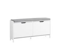 SoBuy Banc Chaussures 105x52x24cm pour entrée | Meuble d'entrée avec 2 abattants réglables, coussin confortable, MDF E1, pieds métal, charge 250kg FSR151-L-W