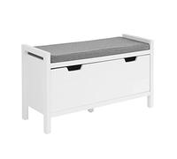 SoBuy Banc à Chaussures Meuble Entrée Meuble Chaussures Commode à Chaussures avec Coussin Rembourré et 1 Abattant- 91 x 30 x 50 cm, FSR97-W