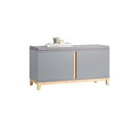 SoBuy Banc Chaussures avec 2 Portes 90x34x46cm pour entrée | Meuble chaussures avec siège rembourré, étagères ajustables 3 hauteurs, MDF/bambou, charge 150kg gris FSR117-HG