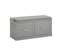 SoBuy Banc Chaussures avec 2 Portes 98x37x49cm pour entrée | Meuble chaussures avec siège rembourré, 2 étagères amovibles, MDF E1, charge 150kg, gris FSR131-HG