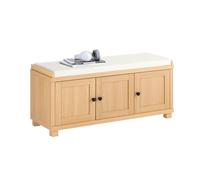SoBuy Banc Chaussures avec 4 Compartiments 104x47x35cm pour entrée | Meuble d'entrée avec 3 portes fermées et rangement ouvert, coussin rembourré, charge 225kg FSR188-N