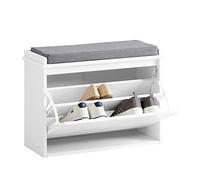 SoBuy Banc à chaussures FSR98-W – Assise rembourrée, abattant, L62×P26×H45 cm, 150 kg, Blanc