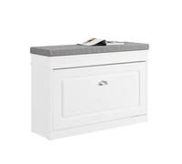 Meuble Chaussure Banc d’Entrée SoBuy avec Rangement à Abattant et Coussin, 75x24x51 cm, Capacité 150kg, Blanc