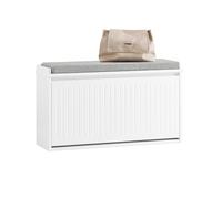 SoBuy Banc Chaussures avec Assise 80x26x45cm pour Entrée | Meuble à chaussures design compact, capacité 155kg, blanc FSR98-L-W