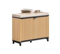 SoBuy Banc Chaussures avec Assise Beige 60x24x50cm pour Entrée | Meuble à chaussures pour 4 paires, design moderne foncé pour couloir et petit espace FSR201-N