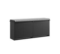 SoBuy Banc Chaussures Entrée Meuble Chaussure avec Assise Coussin Rembourré et 2 Abattants - Meuble de Rangement Chaussures, L100 x P26 x H46 cm - Capacité de Charge 158 kg, Noir, FSR98-XL-SCH
