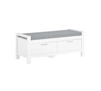 SoBuy Banc à chaussures FSR74-W – Tiroirs fermés et coussin rembourré, Blanc 100x40x40cm
