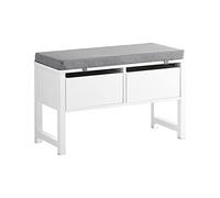 SoBuy Banc de rangement FSR88-W - Banquette d'entrée avec coussin rembourré, 2 tiroirs 72x30x46 cm