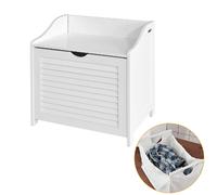 SoBuy Banc de Rangement avec Sac Amovible et Assise - Blanc 50x35x53 cm FSR40-W