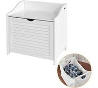 SoBuy® Coffre à linge,Banc à linge,Panier à linge,Collecteur de linge avec couvercle,FSR40-W