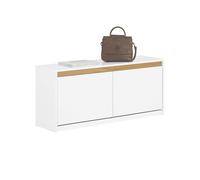 SoBuy Banc Rangement Chaussures 104x30x47cm pour Entrée | Meuble à chaussures 2 abattants + compartiment supérieur, capacité 240kg, blanc pour entrée, salon et chambre FSR171-W
