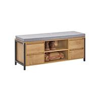 SoBuy Banc Rangement Chaussures 110x35x45cm pour entrée | Commode à chaussures avec 4 tiroirs et 2 compartiments, coussin rembourré, charge 190kg, noir-naturel FSR149-N