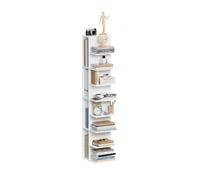 SoBuy Bibliotheque 8 Niveaux, 4 Cases, 30x32,5x146 cm, Bureau Chambre | Petit Bibliothèque meuble de rangement pour Dossiers A4, Etagere pour un Rangement Vertical Compact, Blanc, STR14-H-W