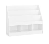 SoBuy Bibliothèque pour enfants Étagère pour enfants Montessori avec 3 étagères et rangement de jouets Étagère pour livres et jouets 100x80x30 KMB118-W
