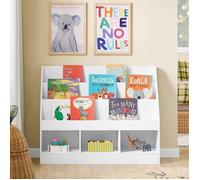 SoBuy Bibliothèque pour enfants Étagère pour enfants Montessori avec 3 étagères et rangement de jouets Étagère pour livres et jouets 100x80x30 KMB118-W