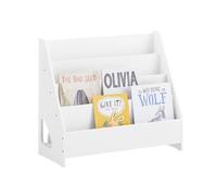 SoBuy Bibliothèque Enfant avec 4 Compartiments Ouverts, 70×30×60 cm | Étagère Livre Enfant Montessori avec compartiment arrière, avec coins arrondis, favorise lecture autonome, Blanc KMB32-K-W