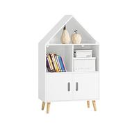 SoBuy KMB58-W Étagère pour enfants avec design maison Étagère à livres pour enfants Étagère de rangement Étagère à jouets Meubles de chambre d'enfant blanc LHT env. : 60x103x30cm