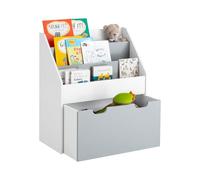 SoBuy Bibliothèque Étagère pour enfants avec 3 étagères & boîte à jouets amovible sur roulettes Étagère à jouets pour chambre d'enfants & étagère de rangement KMB17-HG