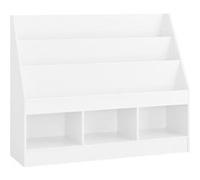 SoBuy Bibliothèque pour enfants Étagère pour enfants Montessori avec 3 étagères et rangement de jouets Étagère pour livres et jouets 100x80x30 KMB118-W