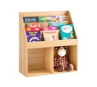 SoBuy Bibliotheque Enfant Montessori avec 5 Compartiments 73x80x30 cm | Etagere Rangement avec 3 Compartiments et 2 Niches Ouvertes, Etagere Rangement Enfant pour Jouets, Nature, KMB01-N