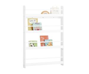 SoBuy Bibliotheque Enfant Montessori Meuble Rangement Enfant avec 4 Niveaux Etagere Livre Bibliothèque Murale Rangement Jouet Meuble de Rangement Enfant Blanc 80x12x118cm KMB08-II-W