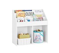 SoBuy Bibliothèque Enfant Rangement Jouet Enfant avec 3 Étagères et 2 Compartiments Ouverts Meuble Rangement Jouet Étagère Bibliothèque Porte-revues Blanc 68x30x68 cm KMB01-II-W