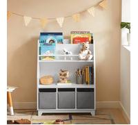 SoBuy Bibliothèque pour enfants Étagère pour enfants avec étagères et 3 boîtes Étagère de rangement pour enfants Organisateur de jouets blanc KMB34-W