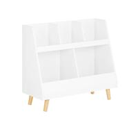 SoBuy KMB19-W Étagère pour enfants avec 5 compartiments Bibliothèque de rangement Étagère sur pied pour enfants avec pieds en bois massif blanc LHT env. : 86x77x36cm