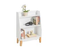 SoBuy Étagère pour enfants avec 3 compartiments Bibliothèque de rangement Étagère sur pied pour enfants avec pieds en bois massif blanc LHT env. : 60x80x25cm KMB47-W