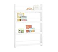 SoBuy Bibliothèque Murale Enfant 4 Niveaux 80x12x118cm | étagère livre Montessori ultra-fine, rangement jouets et livres, MDF E1 et pin, KMB08-II-W