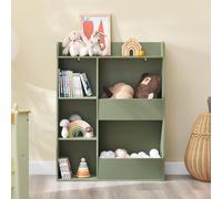 SoBuy Bibliothèque pour enfants Étagère Montessori Chambre d'enfant avec 5 compartiments ouverts Étagère pour enfants pour le rangement des jouets Vert 80x104x34 cm KMB55-K-GR
