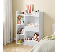 SoBuy Bibliothèque pour enfants Étagère Montessori Chambre d'enfant avec 5 compartiments ouverts Étagère pour enfants pour rangement de jouets Blanc 80x104x34 cm KMB55-K-W