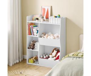 SoBuy Bibliothèque pour enfants Étagère Montessori Chambre d'enfant avec 5 compartiments ouverts Étagère pour enfants pour rangement de jouets Blanc 80x104x34 cm KMB55-K-W