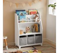 SoBuy Bibliothèque pour enfants Étagère pour enfants avec étagères et 3 boîtes Étagère de rangement pour enfants Organisateur de jouets blanc KMB34-W